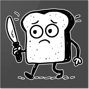 Nervous Bread Slice Holding Knife Meme Posters and Art